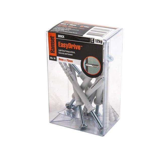 Ramset EasyDrive Nylon Drive Anchor 8 x 75mm - 10 Pack