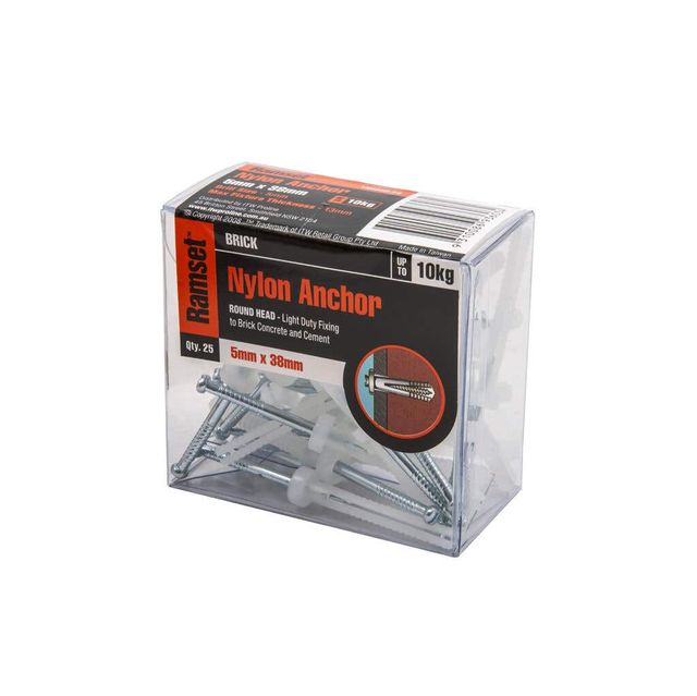 Ramset Nylon Anchor Round 5 x 38mm - 5 Pack