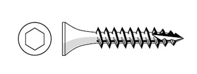 Zenith Bugle Head Batten Screw – Int. Hex Drive – 304 Stainless Steel - 14G X 125mm - 50 Pack