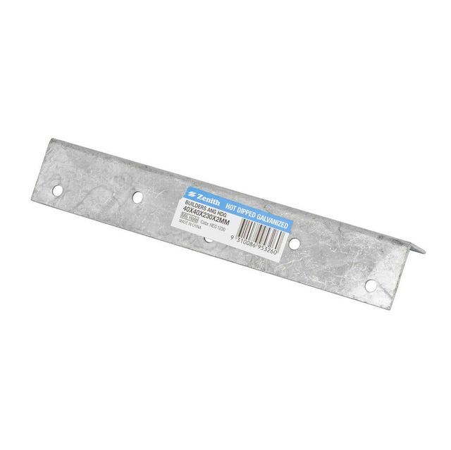 Zenith Builders Angle Bracket Galvanised 40 x 40 x 230 x 2mm - 1 Pack