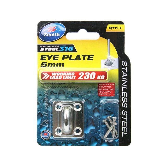 Zenith Square Eye Plates Stainless Steel 5mm - 1 Pack