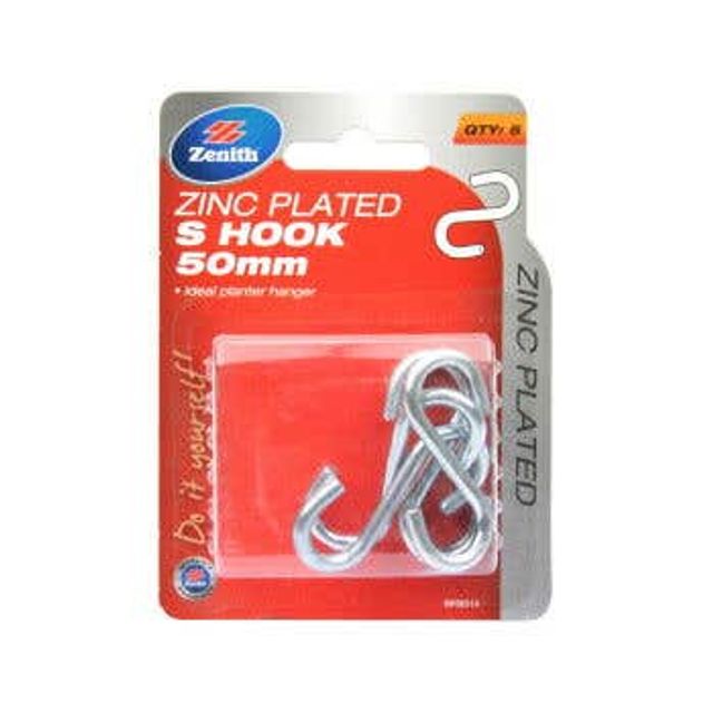 Zenith S Hook Zinc Plated 50mm - 5 Pack