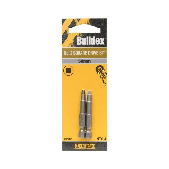 Buildex® Bit Screwdriver Square No.2 x 50mm- 2 Pack