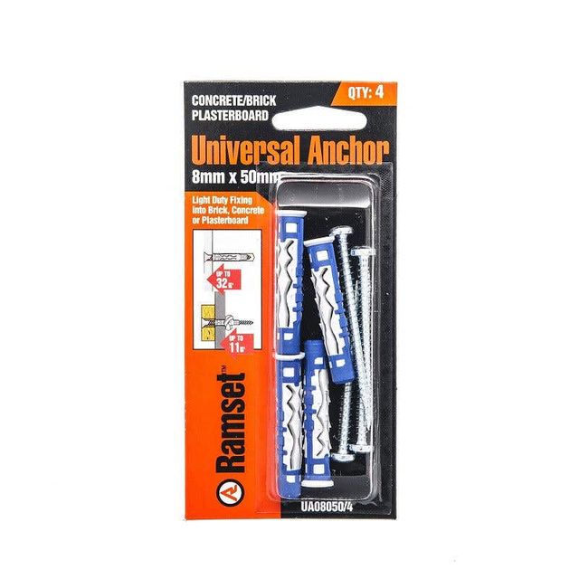 Ramset Universal Anchor Nylon 8 x 50mm - 4 Pack