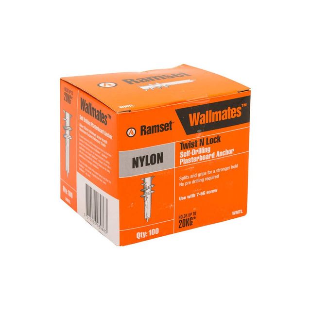 Ramset WallMate Twist-N-Lock Nylon 20kg - 100 Pack