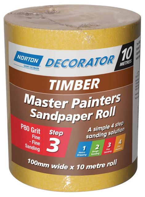 Norton Painters Sandpaper Roll P80 Grit 100mm x 10m