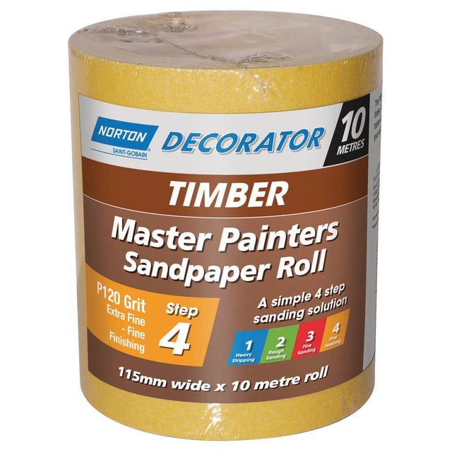 Norton Painters Sandpaper Roll P120 Grit 115mm x 10m