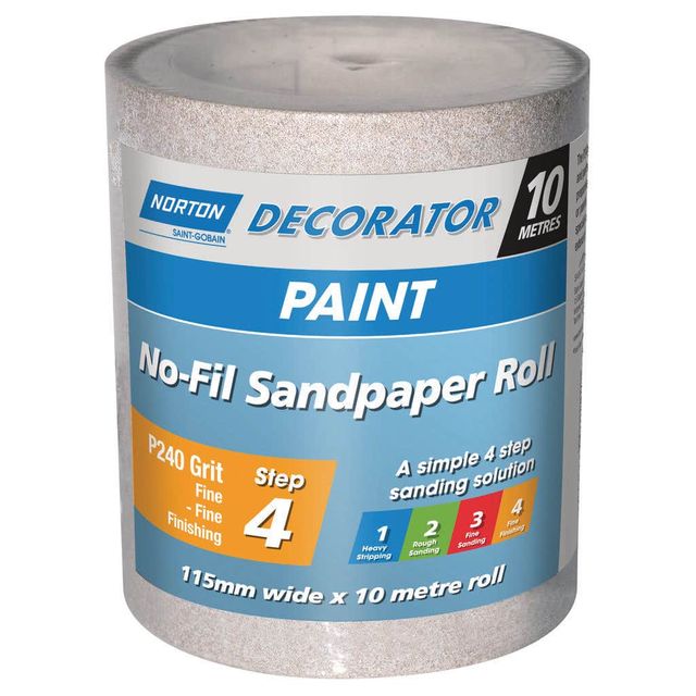Norton No Fill Sanding Roll P240 Grit 115mm x 10m