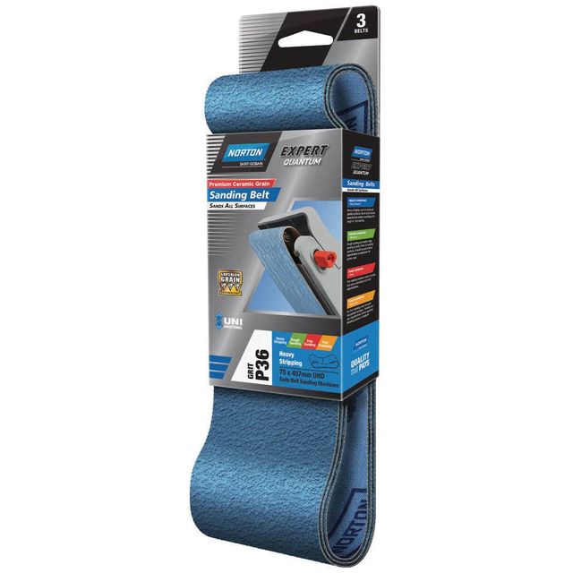 Norton Sanding Belt 75 x 457mm Grit P36 - 3 Pk