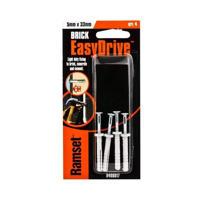 Ramset EasyDrive Nylon Drive Anchor 5 x 33mm - 4 Pack