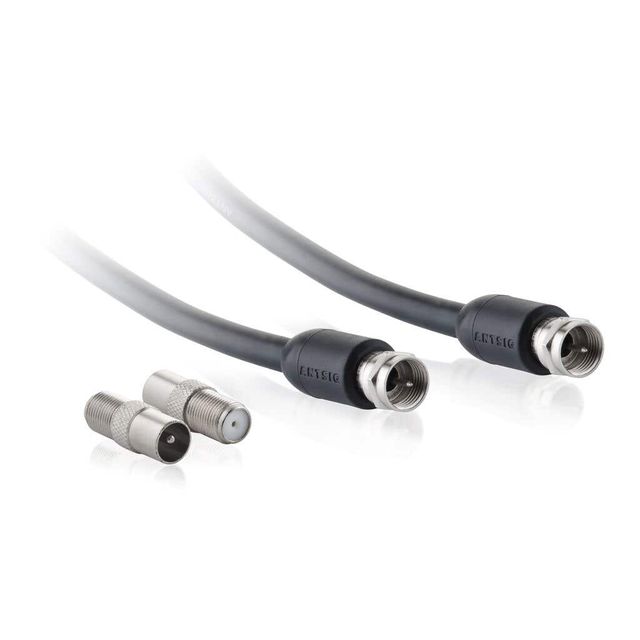 Antsig RG6 Quad Shield Cable With Male F-Connectors - 10m