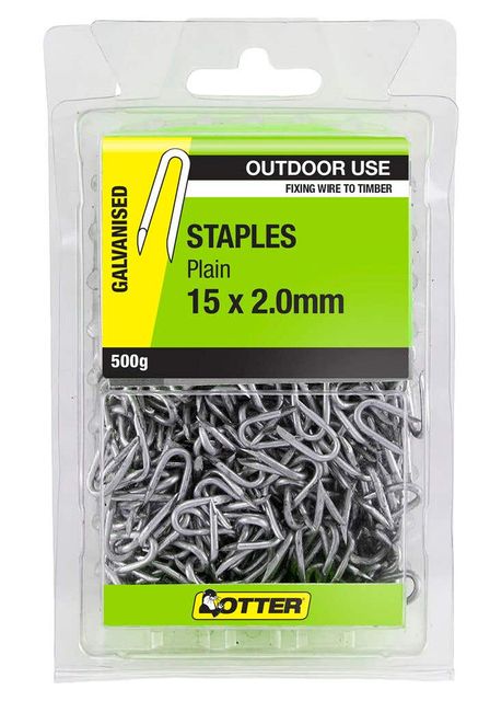 Otter Plain Galvanised Staples 15x2mm 500g