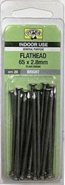 Otter Nail Flathead Bright Steel 65x2.80mm (20 Pack)