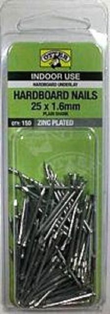 Otter Nail Hardboard Zinc Plated 25x1.60mm (150 Pack)