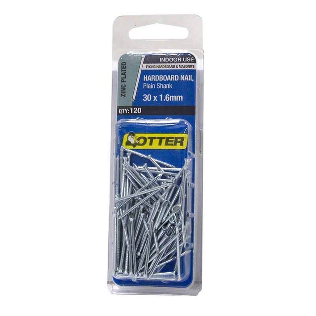 Otter Nail Hardboard Zinc Plated 30x1.60mm (120 Pack)