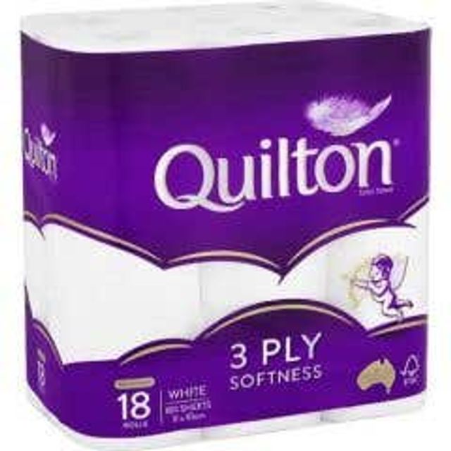 Quilton Toilet Paper 3 ply White - 18 pack