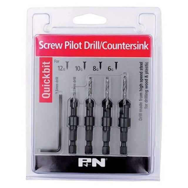 P&N Quickbit Screw Pilot Drill/Countersink Set - 5 Piece