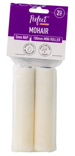 Perfect Mohair Mini Roller Covers 100mm 5mm Nap - 2 Pack
