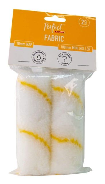 Perfect Fabric Mini Roller Covers 100mm 10mm Nap - 2 Pack