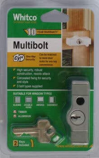 Whitco Primrose Cyl4 Multi Bolt - 1 Pack Silver One Key Security