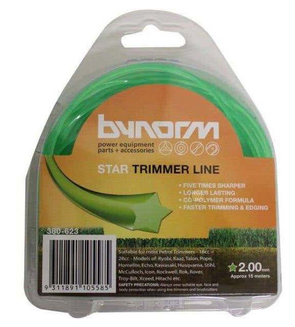 Bynorm Round Star Trimmer Line Green 2.0mm X 15M