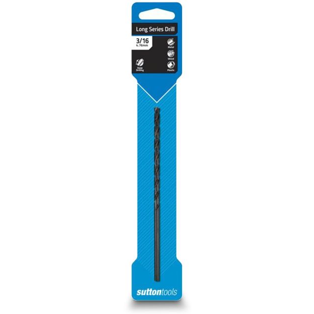 Sutton 3/16Inch X 5.3/4Inch Metal Drill Bit Long Series Hss Blue Bullet