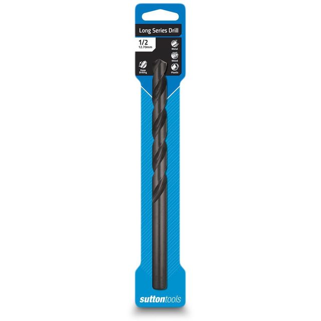 Sutton 1/2Inch X 7.3/4Inch Metal Drill Bit Long Series Hss Blue Bullet
