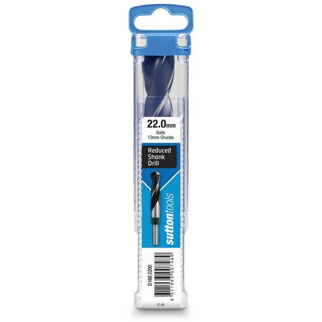 Sutton 22.0 X 152mm 12.5mm Reduced Shank Hss Metal Drill Bit