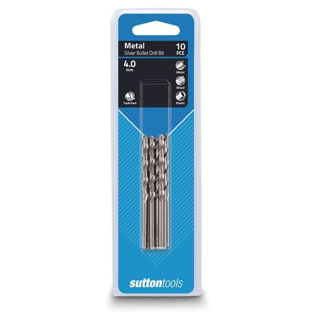 Sutton 4.0 X 75mm Metal Jobber Drill Bit Hss Silver Bullet - 10 Piece