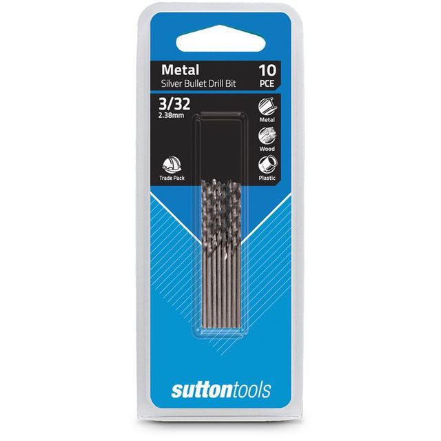 Sutton 3/32 X 2.1/4Inch Metal Jobber Drill Bit Hss Silver Bullet - 10 Piece