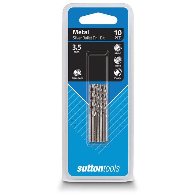 Sutton 3.5 X 70mm Metal Jobber Drill Bit Hss Silver Bullet - 10 Piece