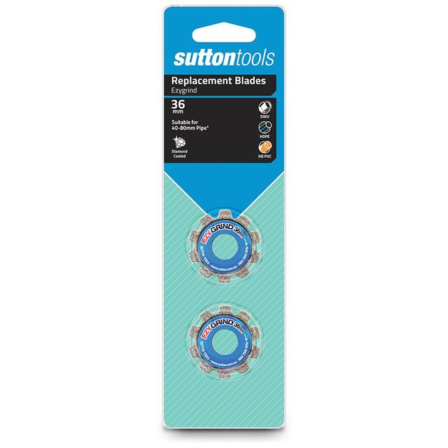 Sutton 36mm Pipe Cutter Replacement Diamond Blades - Ezy Grind - 2 Piece