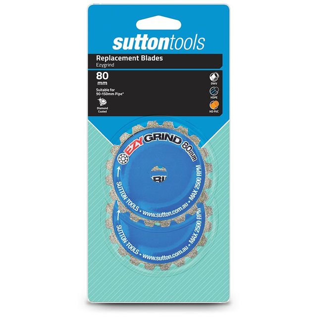 Sutton 80mm Pipe Cutter Replacement Diamond Blades - Ezy Grind - 2 Piece