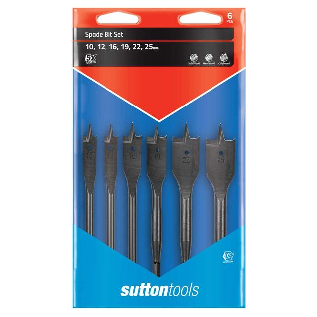 Sutton Tools Wood Spade Bit Set - 6 Piece