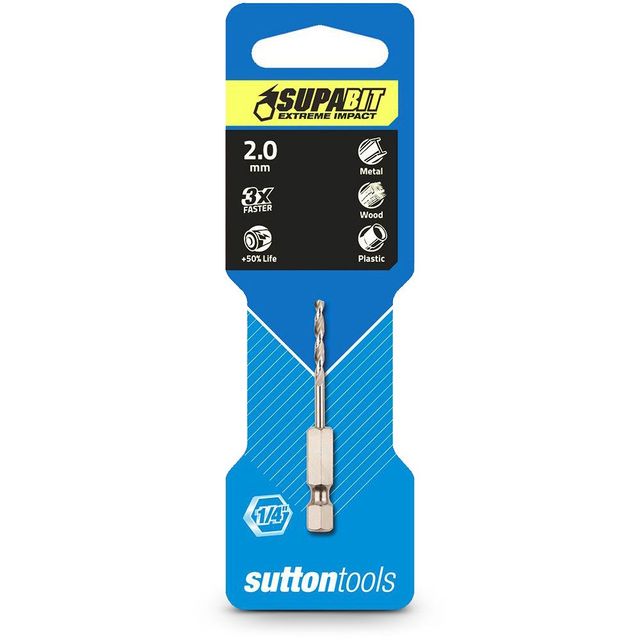 Sutton 2.0 X 53mm 1/4-Hex Quick-Change Hss Jobber Drill Bit - Supabit