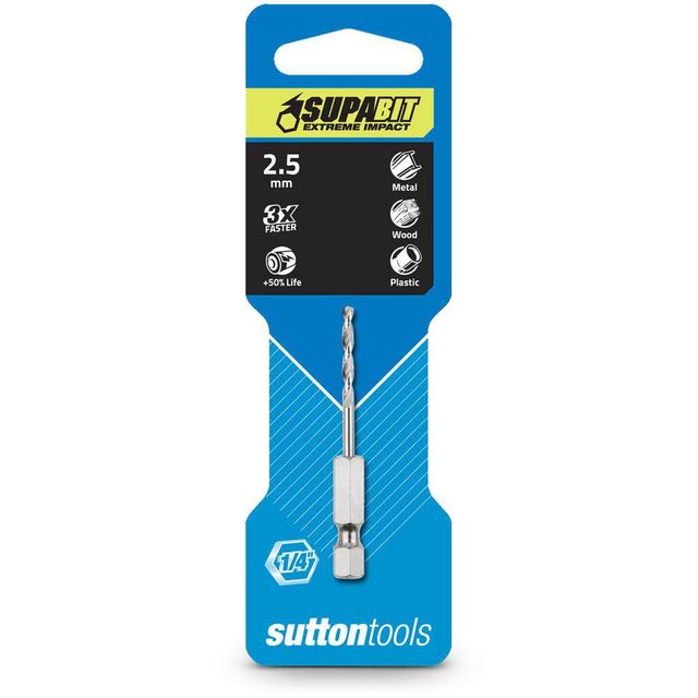 Sutton 2.5 X 58MM 1/4-HEX Quick-Change HSS Jobber Drill Bit- Supabit