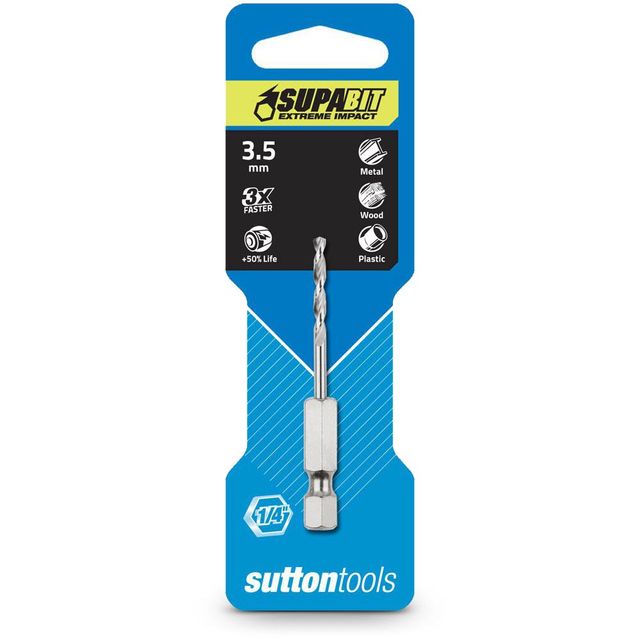 Sutton 3.5 X 68MM 1/4-HEX Quick-Change HSS Jobber Drill Bit- Supabit