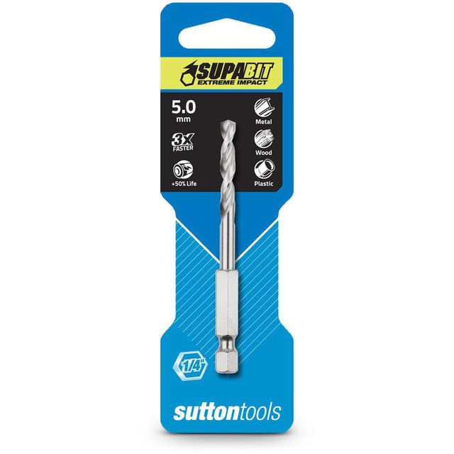 Sutton 5.0 X 83MM 1/4-HEX Quick-Change HSS Jobber Drill Bit- Supabit