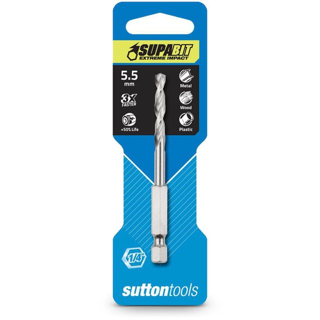 Sutton 5.5 X 88MM 1/4-HEX Quick-Change HSS Jobber Drill Bit- Supabit