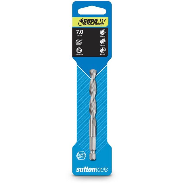 Sutton 7.0 X 100MM 1/4-HEX Quick-Change HSS Jobber Drill Bit- Supabit