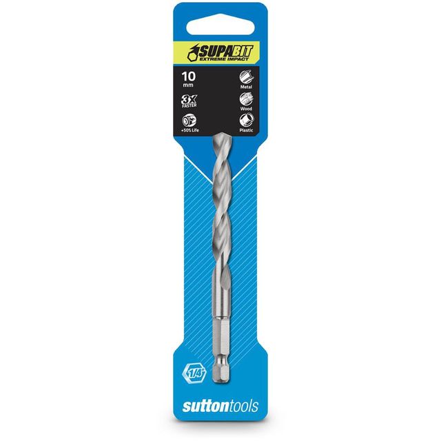 Sutton 10.0 X 115MM 1/4-HEX Quick-Change HSS Jobber Drill Bit- Supabit