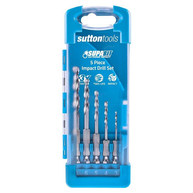 Sutton 2-6MM 1/4-HEX Quick-Change HSS Jobber Drill Bit- Supabit - 5 Piece