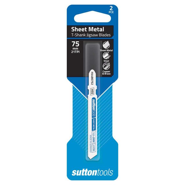 Sutton Tools T-Shank Jigsaw Blade Sheet Metal 21 TPI 75mm - 2 Piece