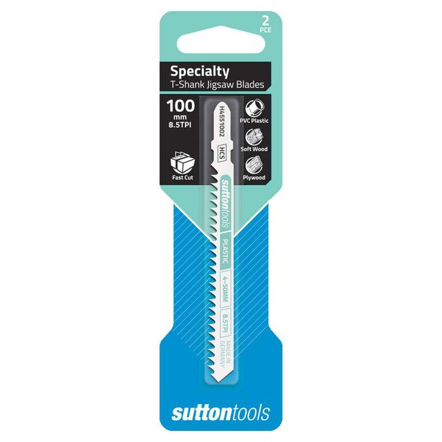 Sutton Tools U-Shank Jigsaw Blade Specialty Plastics 100mm - 2 Piece