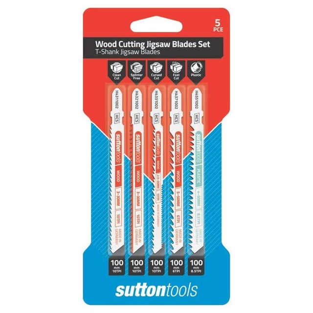 Sutton Tools T-Shank Jigsaw Blade Set Wood Cutting - 5 Piece