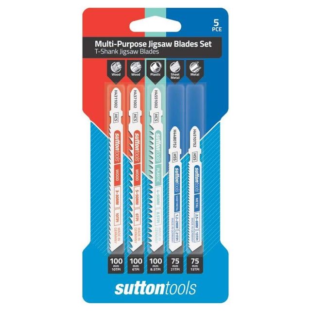 Sutton Tools T-Shank Jigsaw Blade Set Multi-Purpose - 5 Piece