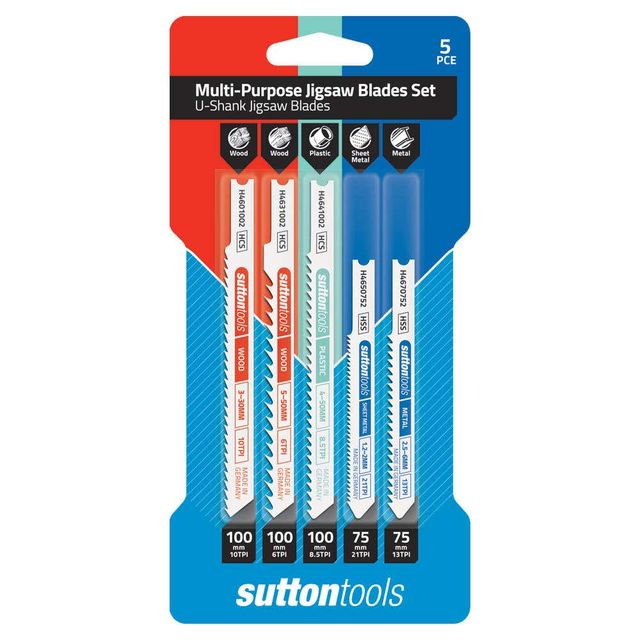 Sutton Tools U-Shank Jigsaw Blade Set Multi-Purpose - 5 Piece