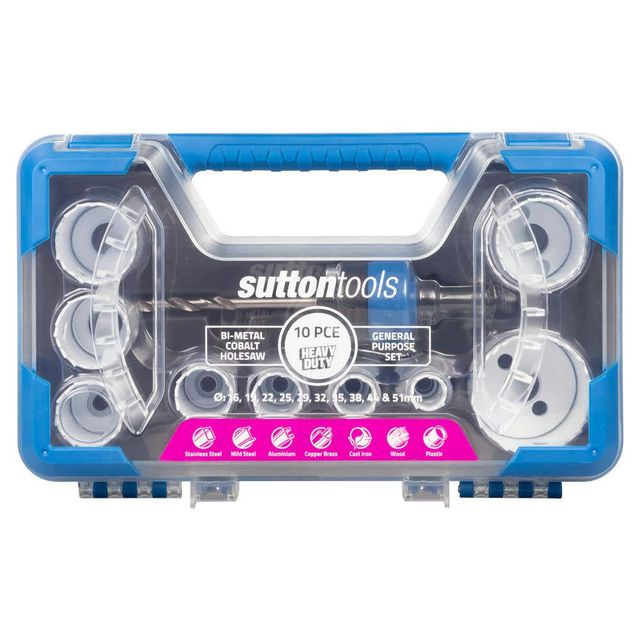Sutton Tools Bi-Metal Cobalt Hole Saw General Purpose Set - 10 Piece