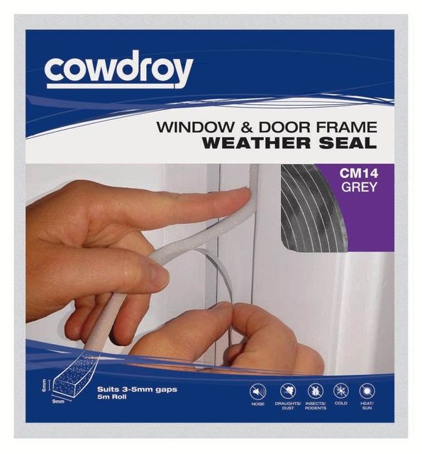 Cowdroy Window and Door Weather Seal Grey 6 x 9mm x 5m
