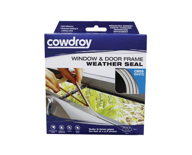 Cowdroy Window and Door Frame Weather Seal White 4 x 9mm x 5m